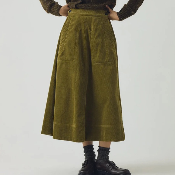 A Line Organic Cord Skirt - Picture 6 of 8